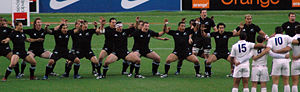 The All Blacks perform Ka Mate before a match against France in November 2006.