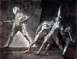 Marcellus, Horatio, Hamlet, and the Ghost by Henry Fuseli