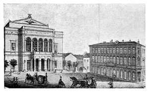 The old building of the National Theatre Bucharest in 1866