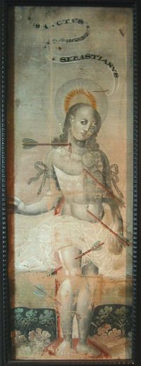 The martyrdom of Saint Sebastian, 1590-1600 tempera painting, Japan.