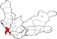 Location of the Metropolitan Municipality of Cape Town in Western Cape Province