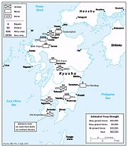 American estimates of Japanese troop strength on Kyūshū as of July 9, 1945.