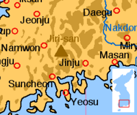 Map of the Jirisan area