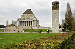 The design of the Shrine of Remembrance in Melbourne was inspired by that of the Mausoleum