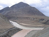 Confluence of Indus and Zanskar rivers, Ladakh, Kashmir.