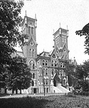 Old Main (1875), photographed before it burned in 1905.