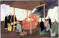 Cremation in Japan, illustration from 1867