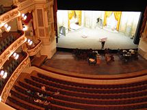 The stage of the Saxon State Opera, completely rebuilt during the German Democratic Republic and reopened in 1985