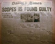 Newspaper report on the Scopes Verdict