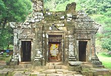 The facade of the sanctuary. The Buddha image inside is modern.