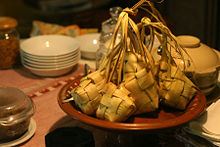 Ketupat is traditionally eaten on Eid ul-Fitr in Indonesia.