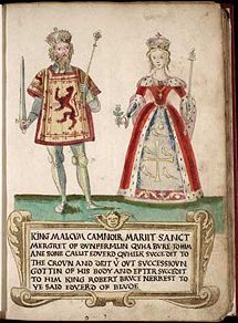 Malcolm and Margaret as depicted in a sixteenth century armorial