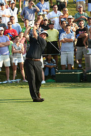 Phil Mickelson tees off at the Tournament Players Championship 2007.