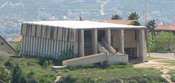 This synagogue in modern Shiloh is patterned after the ancient Tabernacle which was situated there during the period of judges.