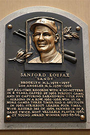 Sandy Koufax' plaque at the Baseball Hall of Fame