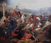 Charles de Steuben's Bataille de Poitiers en Octobre 732 depicts a triumphant Charles Martel (mounted) facing ‘Abdul Rahman Al Ghafiqi (right) at the Battle of Tours.