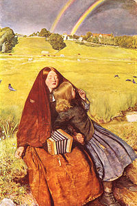 "The Blind Girl" by John Everett Millais, depicting vagrant musicians