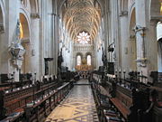 The Nave of Christ Church Cathedral, Oxford. The Cathedral is the College Chapel. The diocese was created after the English reformation using funds from the dissolution of the monasteries. Some Oxford professors automatically become members of the chapter, as did Pococke.