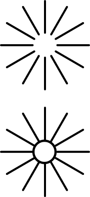 Illusion 3. Adding a circle (bottom) destroys the illusion of a bright central disk.