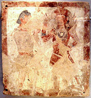 Kushan worshipper with Pharro, Bactria, third century C.E. (Metropolitan Museum of Art exhibition)