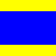 The international maritime signal flag Delta (letter D)