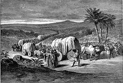 Levites carry the Tabernacle through the wilderness