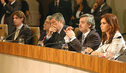 The President in a meeting with her Ministers.