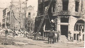 Rubble of the Times building after the bombing