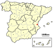 The location of Valencia, Spain (indicated by the red dot.)