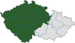 Bohemia within the Czech Republic today (in green)