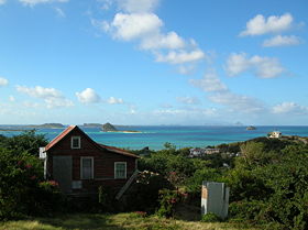 A view of Carriacou. Other Grenadine islands in distance