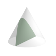 A parabola (shaded green) is a conic section.
