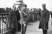 Piłsudski on Warsaw's Poniatowski Bridge during the May 1926 Coup d'État. At right is General Gustaw Orlicz-Dreszer.