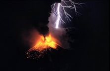Volcanic material thrust high into the atmosphere can trigger spectacular lightning.