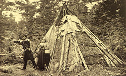 Traditioneller Wigwam der Micmac, 1873.