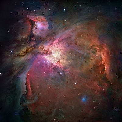 The Orion Nebula is a large cloud of gas and dust in which many new stars and potential planetary systems are being formed. More than 140 molecular species have been detected in this nebula.