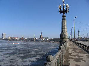Riga Skyline from Bridge over Daugava.