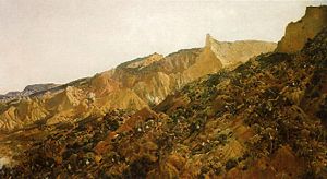 Anzac, the landing 1915 by George Lambert, 1922 shows the landing at Anzac Cove, April 25, 1915.