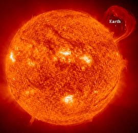 The Sun's radius is about 110 times that of the Earth.
