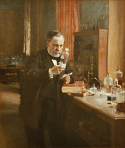 Louis Pasteur in his laboratory. Painting by Albert Edelfelt (1885).