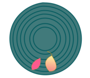 Two autumn leaves in a counterclockwise vortex (reference position, south).