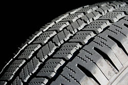Close-up view of tire tread