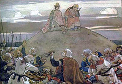 Burial of Oleg of Novgorod in a tumulus in 912. Painting by Viktor Vasnetsov.