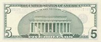 The Lincoln Memorial on a $5 bill.