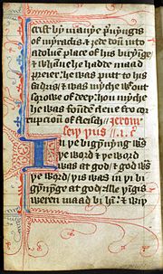 Beginning of the Gospel of John from a pocket Wyclif translation that may have been used by a roving Lollard preacher (late 14th century)