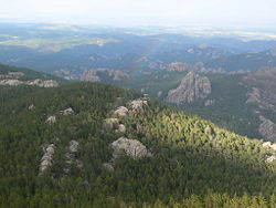 View of the Black Hills from Harney Peak, near the spot of Crazy Horse's vision quest