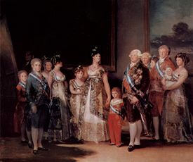 The Family of Charles IV, 1800. Théophile Gautier described the figures as looking like "the corner baker and his wife after they won the lottery."