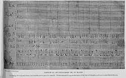 Portion of an original manuscript by Haydn, in the British Museum.