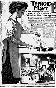 Typhoid Mary in a 1909 newspaper illustration