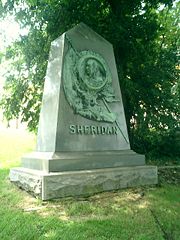 Sheridan's headstone at Arlington National Cemetery. The inscription faces Washington, D.C.